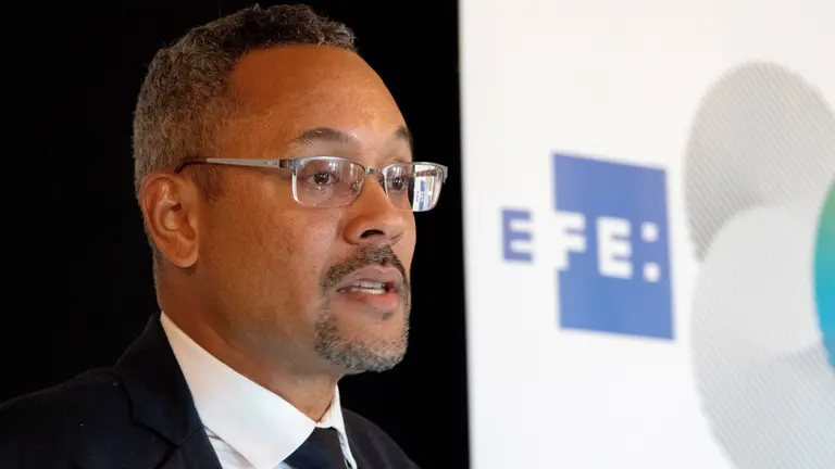 El presidente de la SIP, Christopher Barnes.  EFE