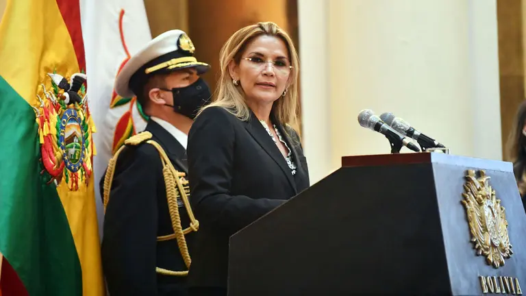 Jeanine &Aacute;&ntilde;ez, durante su gesti&oacute;n, en 2019. ARCHIVO