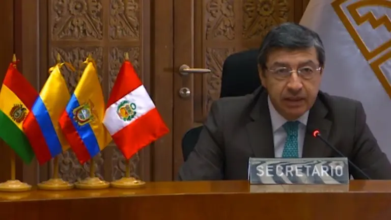 El Secretario General de la Comunidad Andina, Jorge Hernando Pedraza. Captura de video