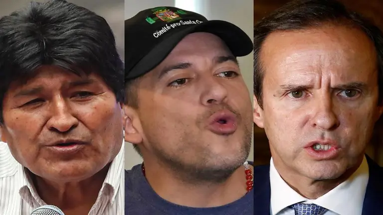 Evo Morales, Luis Fernando Camacho y Jorge Quiroga. ARCHIVO