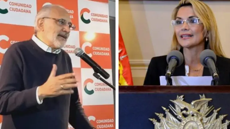 Los candidatos presidenciales Carlos Mesa (CC) y Jeanine &Aacute;&ntilde;ez, por Juntos. Oxigenobo.