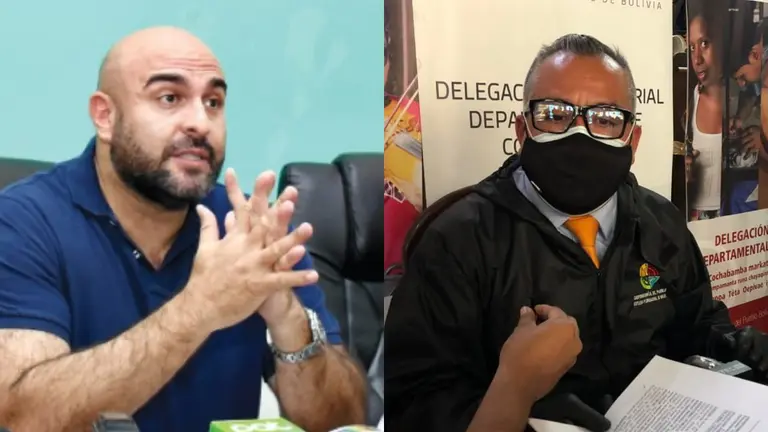 El viceministro de R&eacute;gimen Interior Javier Issa y el delegado del Defensor del Pueblo en Cochabamba Nelson Cox. ARCHIVO