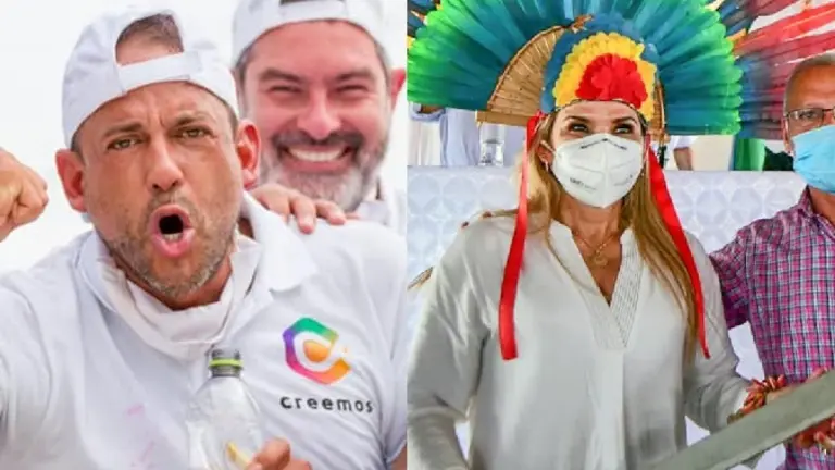 Luis Fernando Camacho, de Creemos, y la presidenta-candidata Jeanine &Aacute;&ntilde;ez, de Juntos. Facebook