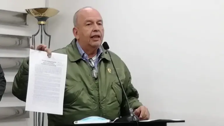 El ministro de Gobierno Arturo Murillo, en conferencia de prensa. ERBOL