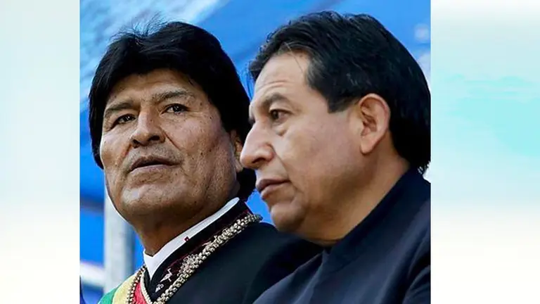 El expresidente Evo Morales y el candidato a la vicepresidencia y excanciller, David Choquehuanca. ARCHIVO