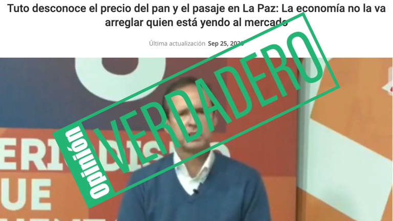 Tuto Quiroga desconoce el precio del pan y del pasaje en La Paz. CAPTURA DE PANTALLA