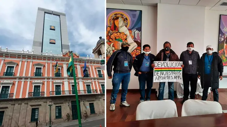 Al fondo el edificio de la Casa Grandel del Pueblo y los dirigentes en el piso 8. ERBOL