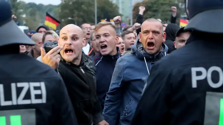 Protestas de militantes ultraderechistas en Alemania. EFE