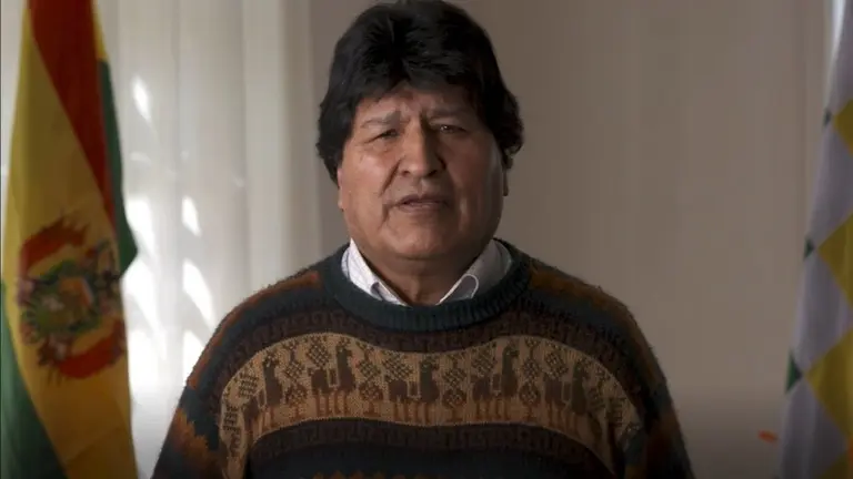 El expresidente de Bolivia, Evo Morales, durante un mensaje en video.