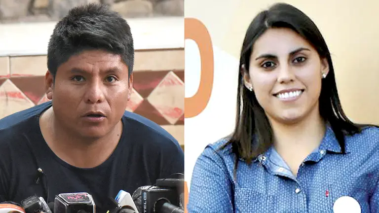 Los senadores electos, según resultados preliminares, Leonardo Loza (MAS-IPSP) y Andrea Barrientos (CC). DICO SOLÍS