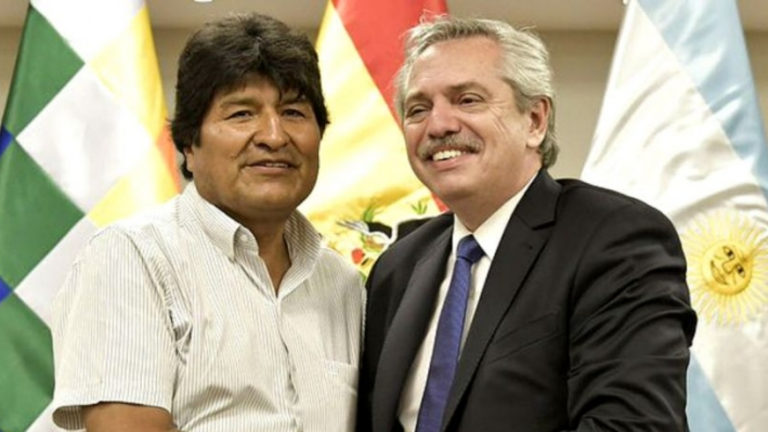 Evo Morales (expresidente de Bolivia) y Alberto Fernández, presidente de Argentina, en un encuentro anterior.