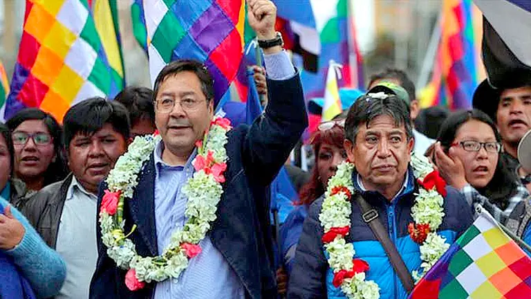  El binomio Luis Arce y David Choquehuanca, durante la campaña. APG