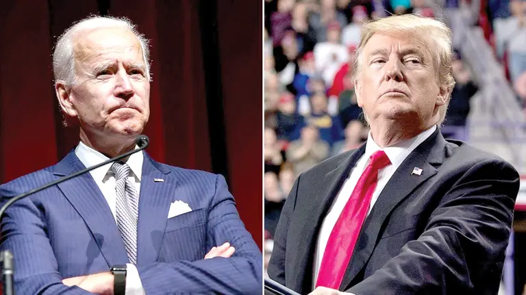 Los candidatos Joe Biden (i) y Donald Trump, rivales de la carrera electoral. 			       el intransigente