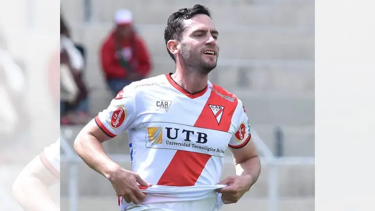 Fernando Saucedo, celebra un gol en el Millonario. ARCHIVO