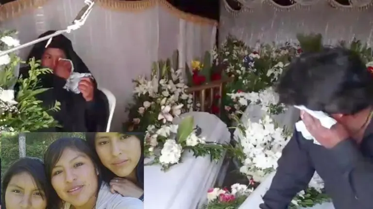Los padres trasladan a sus tres hijas y al bebé de una de ellas hasta el cementerio de Punata.  Facebook Funeraria Los Ángeles 