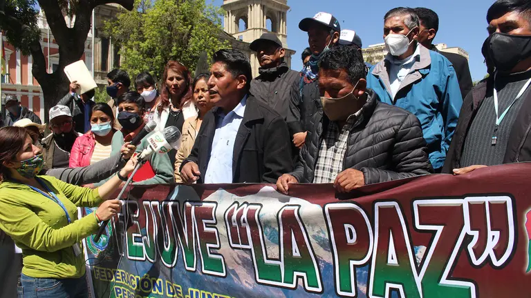 Una manifestaci&oacute;n de la Fejuve en La Paz. Peter Luna.