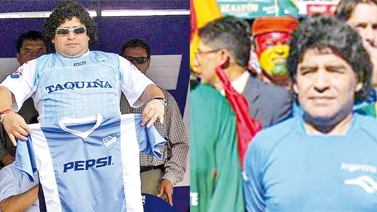 Diego Armando Maradona en su visita a Cochabamba y La Paz. AGENCIAS