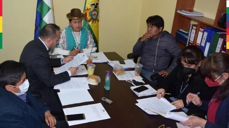 Miembros de la Comisi&oacute;n de Constituci&oacute;n de la C&aacute;mara de Senadores, durante una reuni&oacute;n.