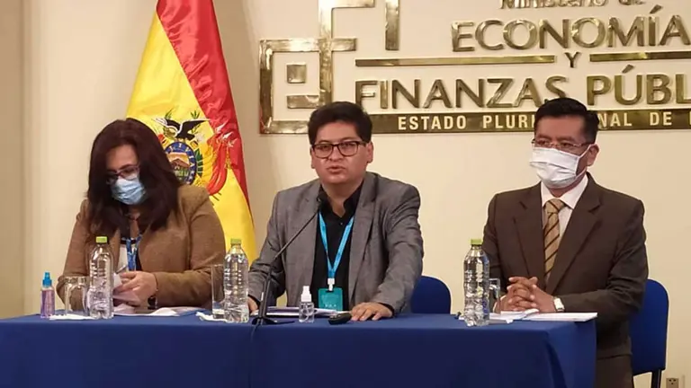 El ministro de Econom&iacute;a, Marcelo Montenegro en una conferencia de prensa anterior. Erbol