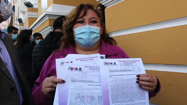 Aylin Aparicio dirigente Organizacion de Trabajadoras Nocturnas de Bolvia