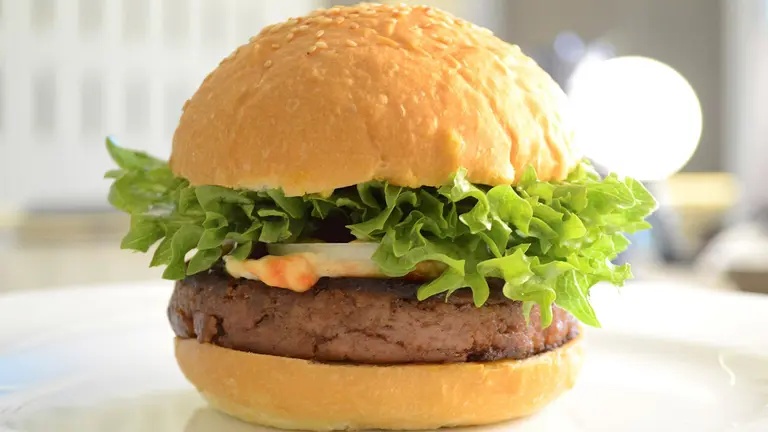 Hamburguesa de carne de grillo, que va a comercializar la empresa vietnamita Cricket One a partir de enero en algunos restaurantes de Ho Chi Minh. EFE