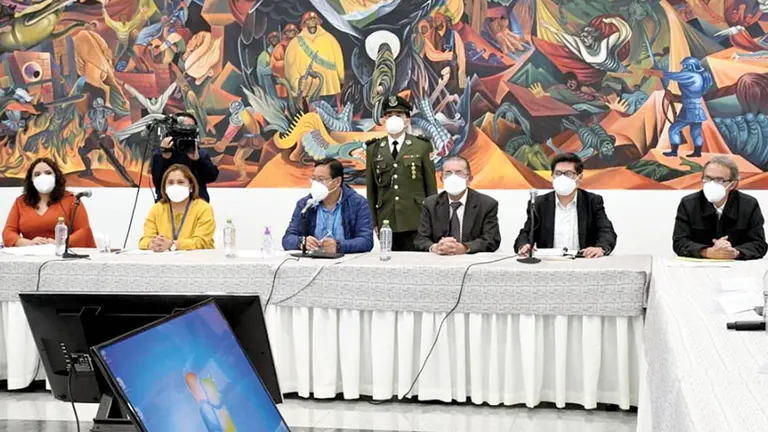 La reunión del presidente Luis Arce con los gobernadores, ayer. ABI