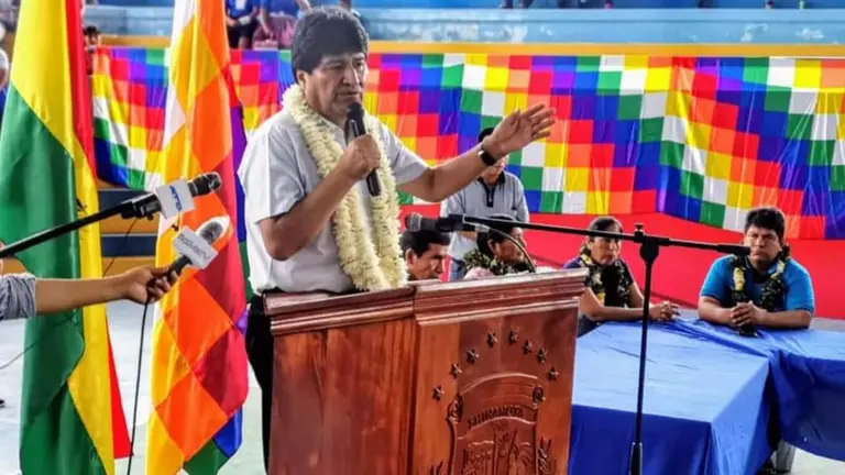 Evo Morales cuando participa en el ampliado que comenz&oacute; en Shinahota. Facebook Evo Morales Ayma