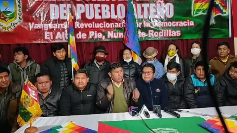 Integrantes del llamado Cuartel General de El Alto sientan su postura. Captura de video