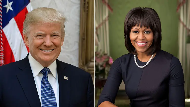 El presidente saliente de Estados Unidos, Donal Trump y la exprimera dama Michelle Obama.