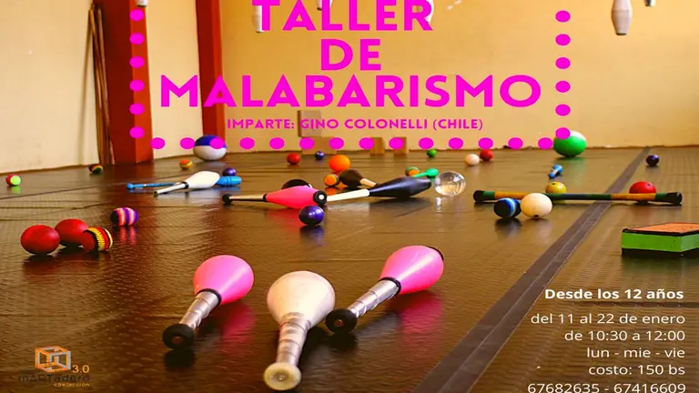 Afiche promocional del Taller de Malabarismo. FACEBOOK MARTADERO