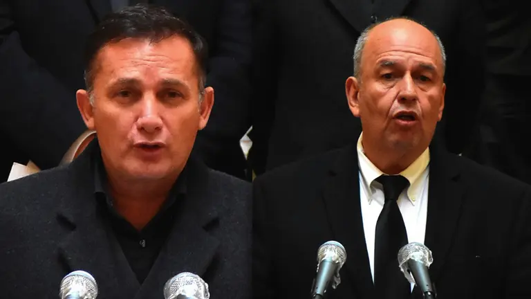 Los exministros de Gobierno y de Defensa, Arturo Murillo
 y Luis Fenando L&oacute;pez./ Urgente.bo