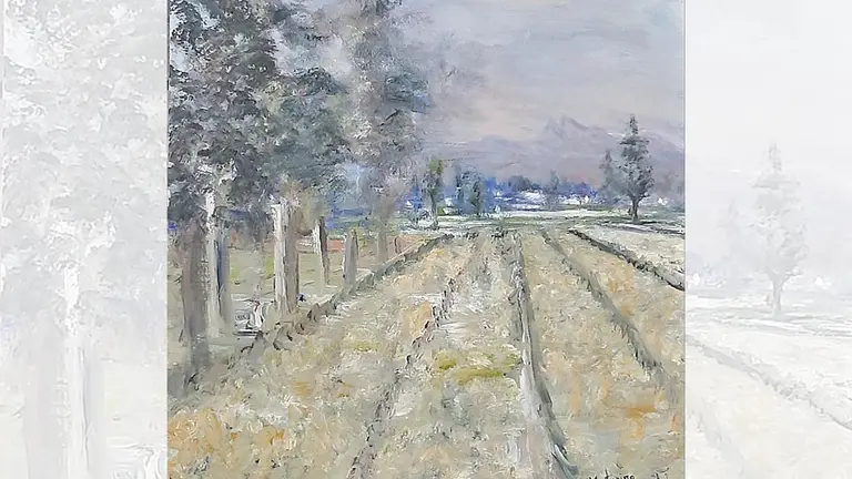 Paisaje al óleo de Victorino Mercado. CAFÉ PLAZA