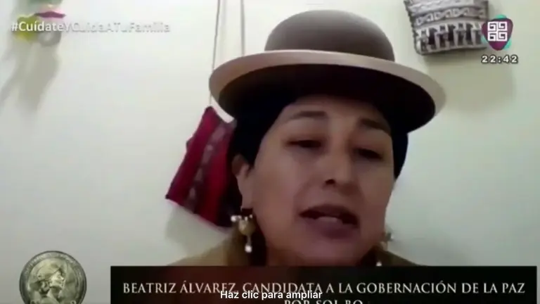 La candidata a la Gobernaci&oacute;n de La Paz, Beatriz Álvarez.