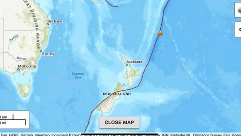 Terremoto de magnitud 7,8 sacude las islas Kermadec en Nueva Zelanda y emiten alerta de tsunami. EFE