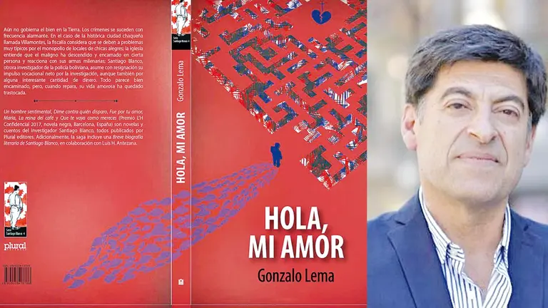 Tapa y contratapa de la nueva novela de Gonzalo Lema, &ldquo;Hola, mi amor&rdquo;. PLURAL EDITORES