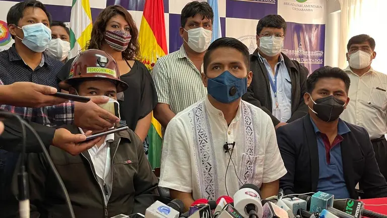 Andrónico Rodríguez en conferencia de prensa en Cochabamba. Alejandro Rodr&iacute;guez
