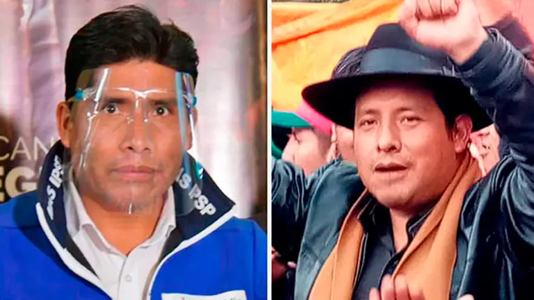 El candidato a la Gobernaci&oacute;n por el MAS, Franklin Flores (i) junto a Santos Quispe, candidato por Jallalla (d). ERBOL