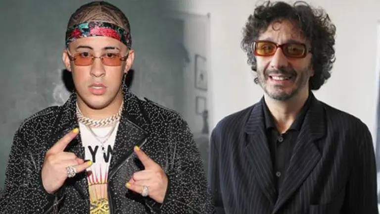 El artista puertorriqueño Bad Bunny (i) el cantautor Fito Páez. EFE