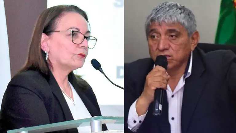 La exministra de Salud, Eidy Roca y el exministro de Obras Públicas y alcalde electo de La Paz, Iván Arias. ARCHIVO