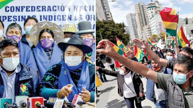 Representantes del Pacto de Unidad, durante un anuncio y una marcha anteriores. APG