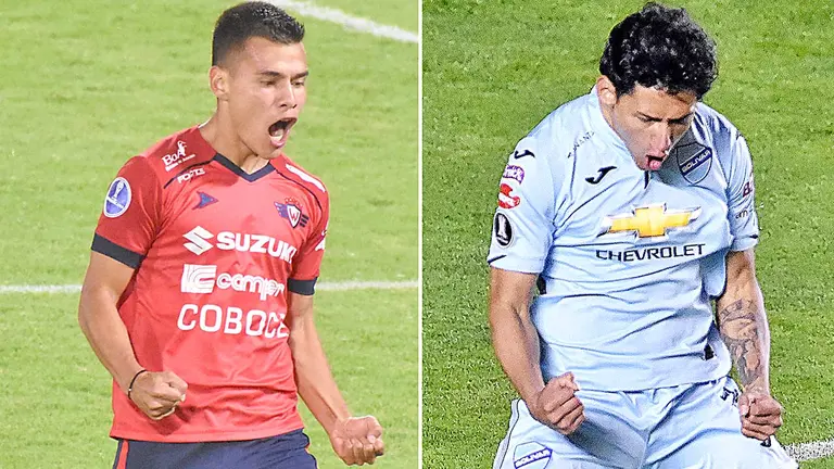 Moisés Villarroel (i) y Víctor Ábrego (d), jugadores que hacen goles en sus clubes. ARCHIVO