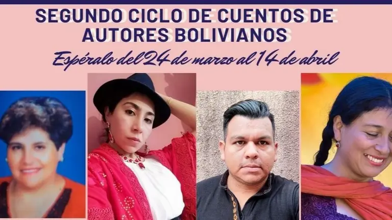 Afiche del Segundo Ciclo de Cuentos de Autores Bolivianos.            BIBLIOTECA GUNNAR MENDOZA