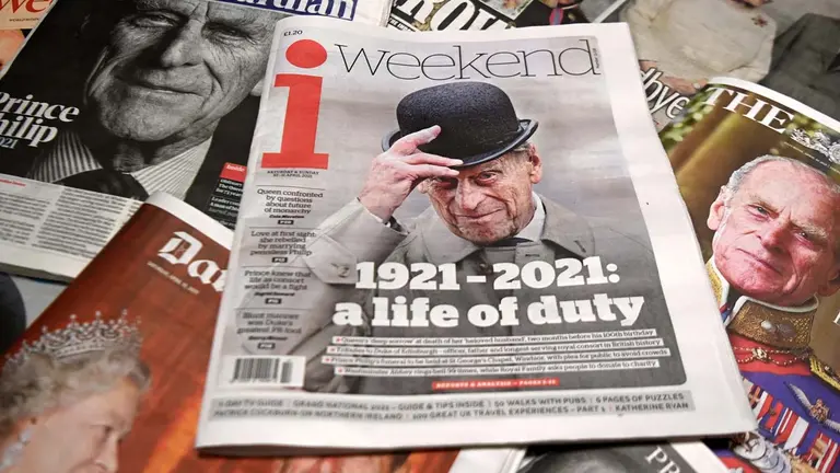Portadas de los diarios brit&aacute;nicos tras el fallecimiento de Felipe de Edimburgo. EFE