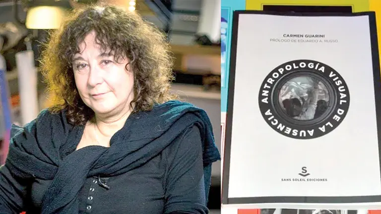 Portada de la obra &lsquo;Antropología visual de la ausencia&rsquo; y su autora Carmen Guarini. ELABORACIÓN PROPIA