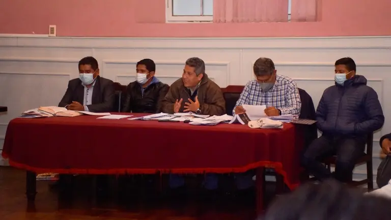El momento de la audiencia de medidas cautelares contra Edwin Characayo. APG