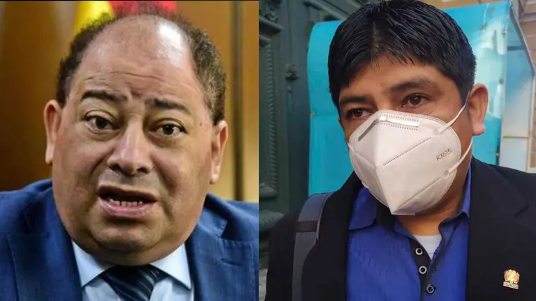 El exministro de Gobierno Carlos Romero (i) el diputado del MAS Rolando Cuellar.