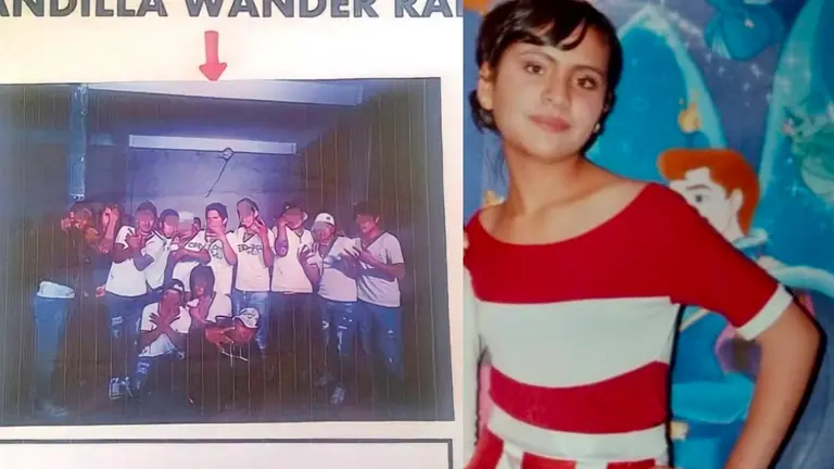 Fotografía de miembros de la pandilla Wander Rap (i). María del Carmen Carballo, víctima de feminicidio (d).