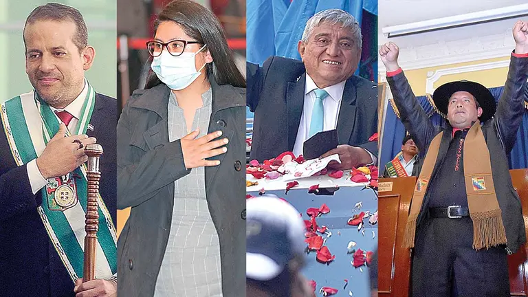 La posesión de Luis Fernando Camacho, Eva Copa, Iván Arias y Santos Quispe. APG-EFE