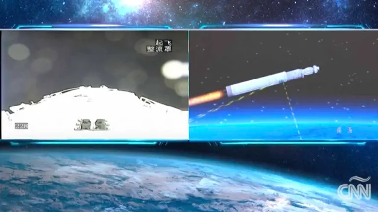 Un cohete chino fuera de control que regresa a la Tierra. Captura CNN