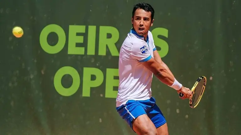 Hugo Dellien, en el compromiso que disput&oacute; ante el checo Jiri